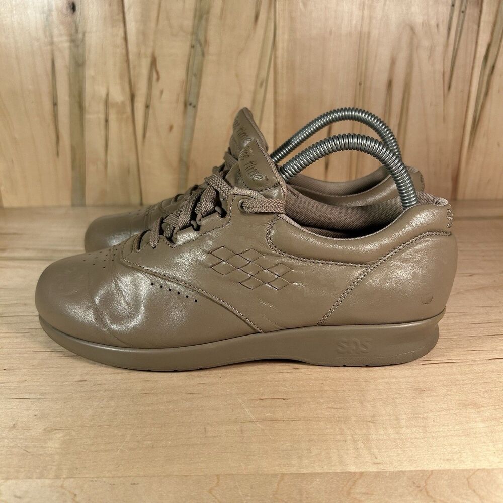 SAS Free Time Brown Leather Walking Shoes Women's 9 M Lace-Up Comfort Sneaker